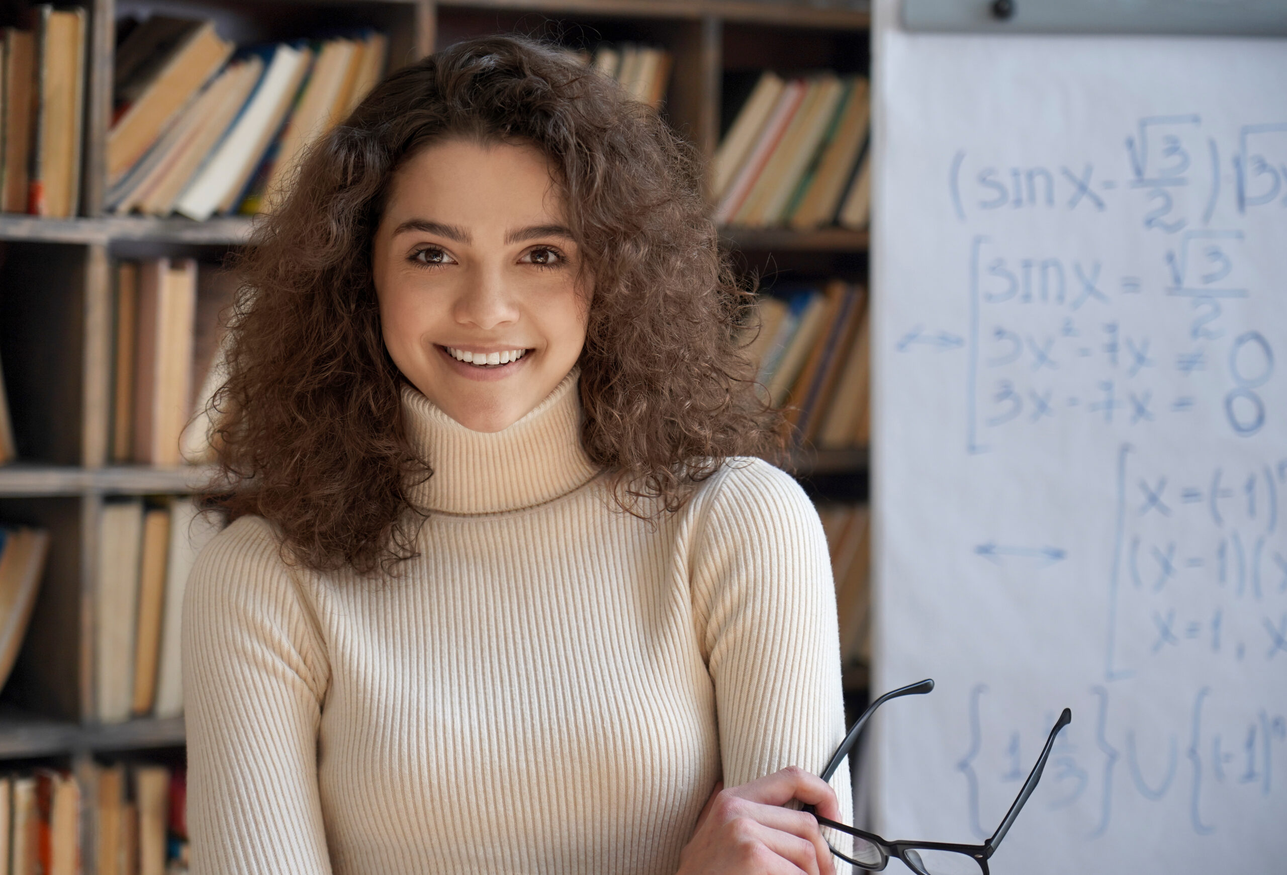 Hispanic woman confidently smiling